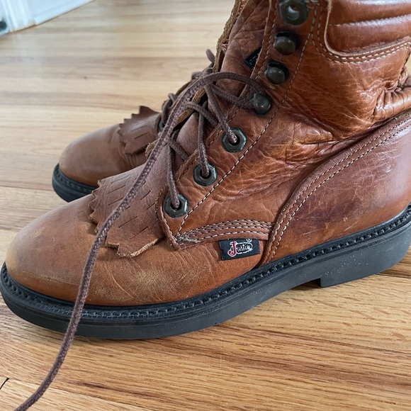 ORIGINAL JUSTINS WORK BOOT TAN SIZE 6 - Picture 7 of 7